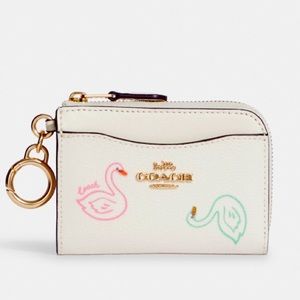 Coach L Zip Card Case With Swan Print